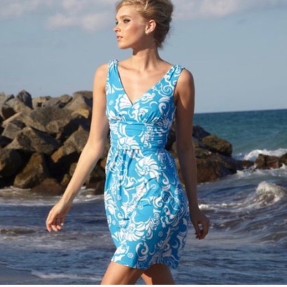 Lilly Pulitzer Dresses & Skirts - Lilly Pulitzer Blue White Shianne V-Neck Dress